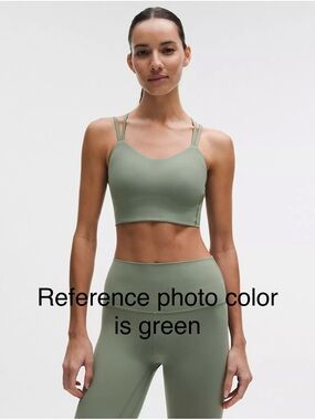 Lululemon hunter Green Ribbed like a cloud Strappy Longline Sports Bra
